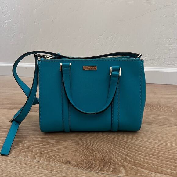 EUC $385 Kate Spade New York Newbury Lane Turquoise Cadene Satchel - Picture 3 of 9